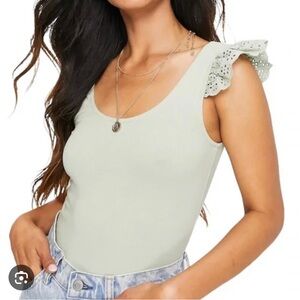 Vero Moda WHITE Flutter Sleeve Bodysuit